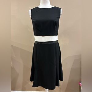 Lauren Ralph Lauren Black and White Dress with Pockets and Faux Leather, Size 12